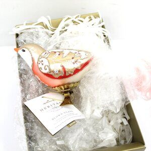 HALLMARK HERITAGE COLLECTION BLOWN GLASS DECORATIVE BIRD ORNAMENT POLAND NOB